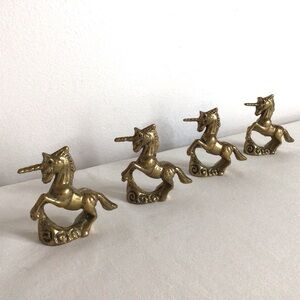 Vintage Brass Unicorn Set (4)